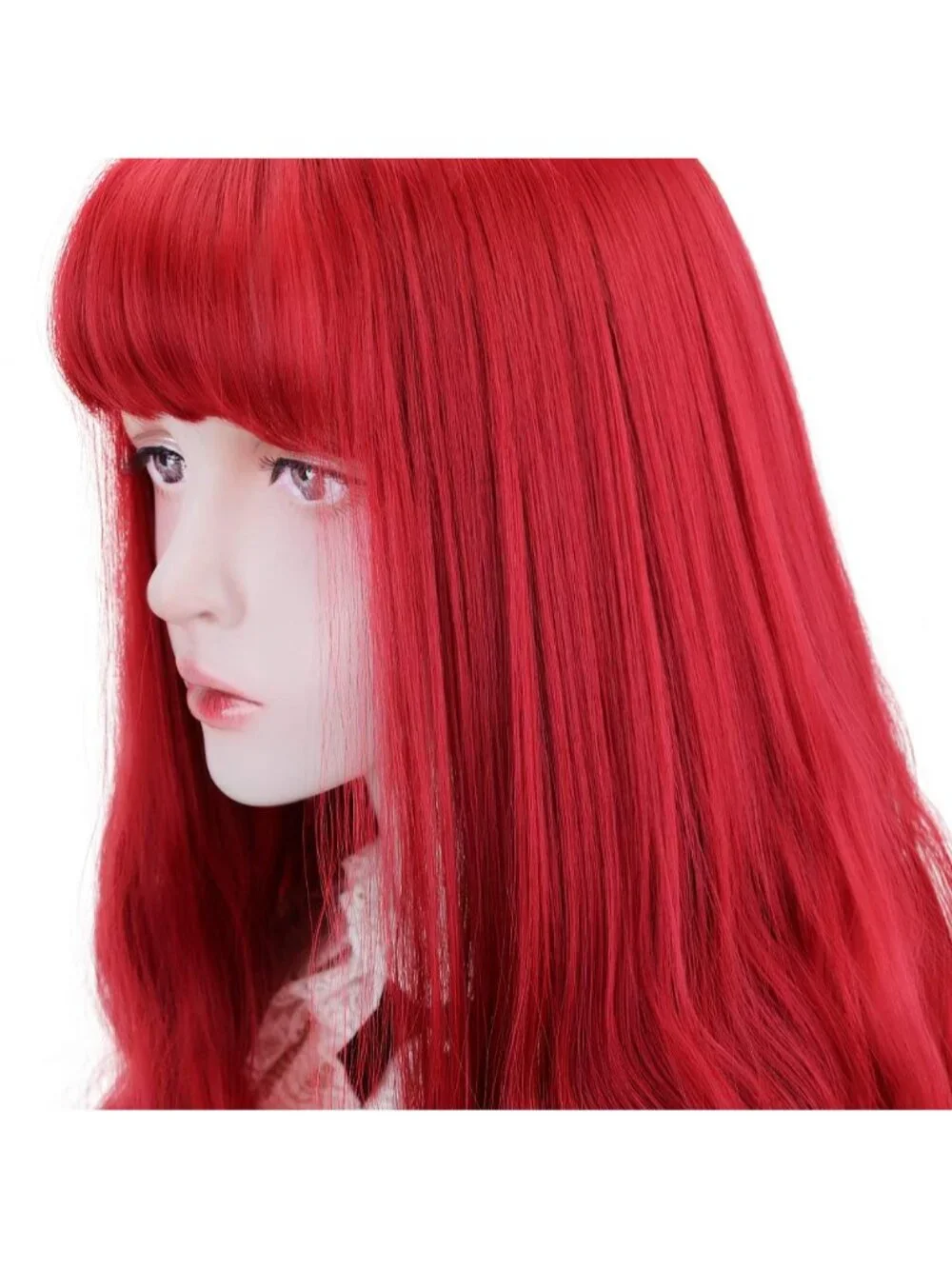 Women's Red Natural Long Wavy Cosplay Heat Resistant Synthetic Fiber Wigs